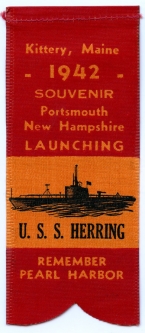 1942 Submarine Launch Ribbon for Lost Boat USS Herring SS-233