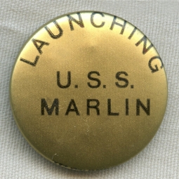 Scarce Circa 1941 USS Marlin SS-205 Celluloid Launch Button / Badge