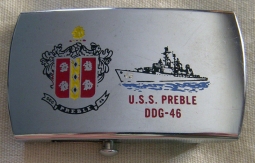 Circa 1975 USN Destroyer USS Preble (DDG-46) Belt Buckle by Zippo