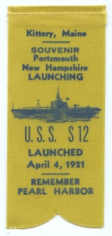 WWII Souvenir Submarine Launch Ribbon for the USS S-12