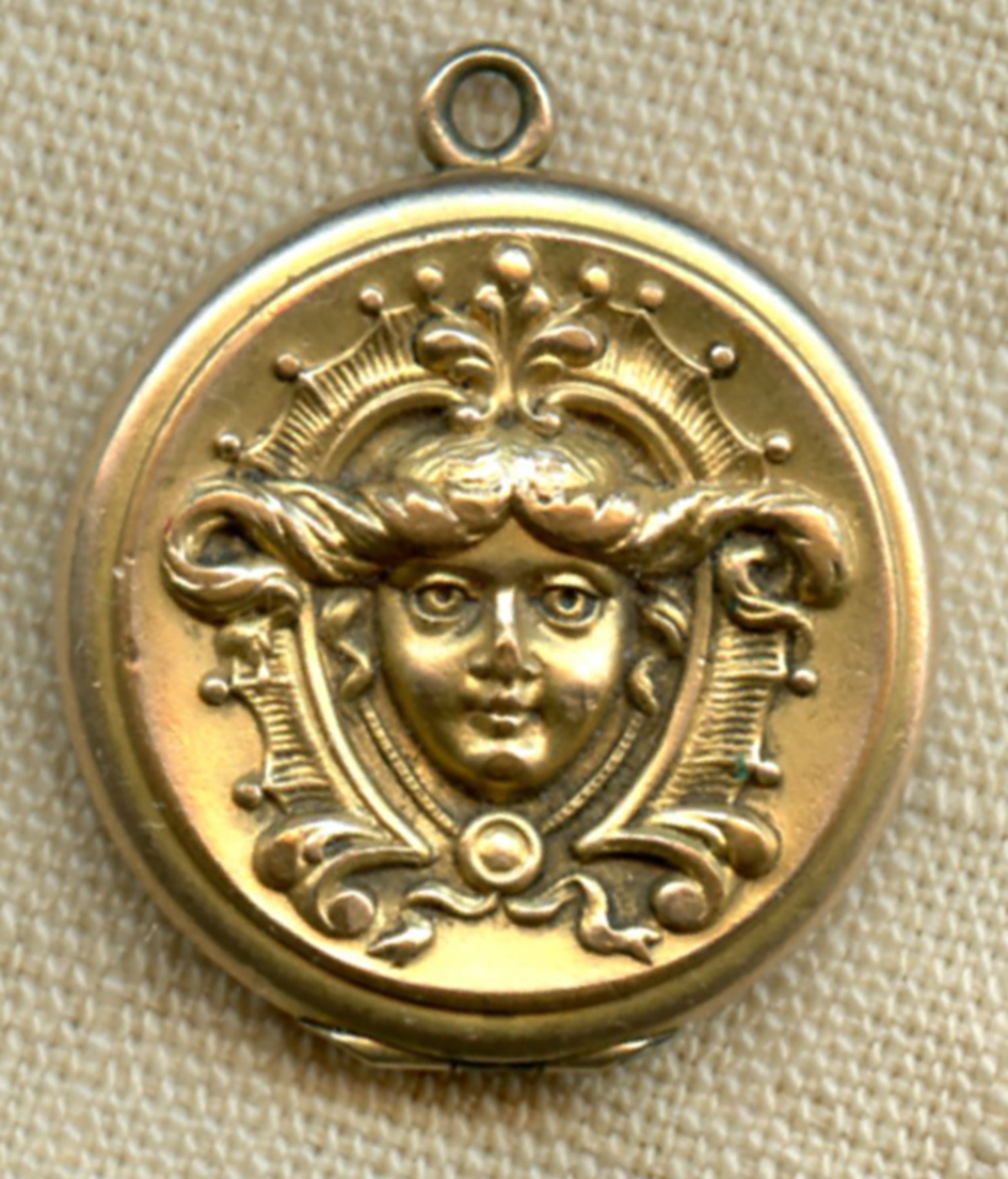 Beautiful Victorian Era Art Nouveau Gold Filled Locket: Flying Tiger 