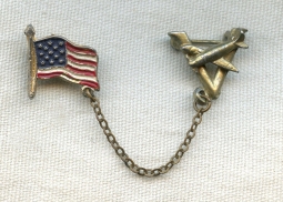 Cool Circa 1943 US Homefront "V for Victory" Chained Pin with Aviation Theme