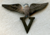 Jeweler-Made & Engraved WWII Sterling Eagle Top V for Victory Pin