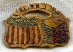 Wonderful WWII Shield Victory Pin Made Of Coconut Shells in Philippines