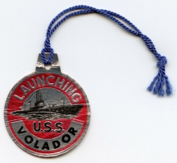 Rare Late WWII Type III Silver Foil Submarine Launch Tag for USS Volador SS-490