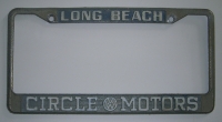 1960s Volkswagen Dealer License Plate Frame from Circle Motors, Long Beach, CA Light Blue