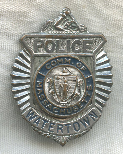 1950s Watertown, Massachusetts Police Badge in Shirt-Size 