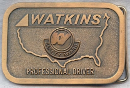 Minty Early 1960s Watkins Motor Lines Truck Driver 1 Year Safety Award Belt Buckle