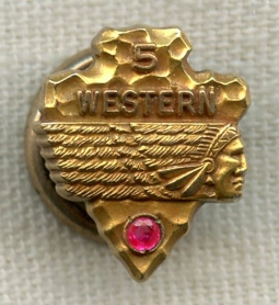 1940s Western Airlines 5 Years of Service Lapel Pin