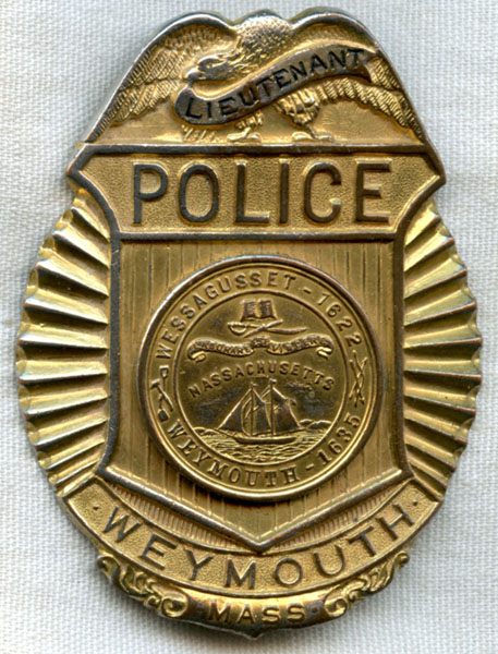 1930s Weymouth, Massachusetts Police Lt. Custom Die Clamshell or ...