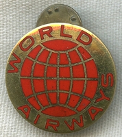Circa 1950s World Airways Flight Attendant Hat Badge
