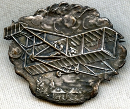 Very Early Ca 1900s - early 1910s Large Curtis Pusher Aircraft Souvenir Badge