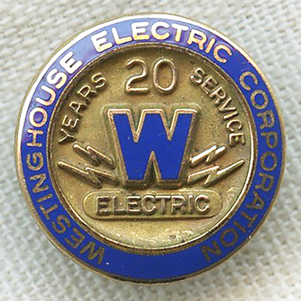 Early To Mid Late 1950s 20 Years Of Service Lapel Pin For Westinghouse