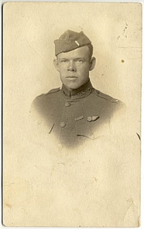 Authentic WWI Photo-Post Card Portrait of a US Army Artillery Observer