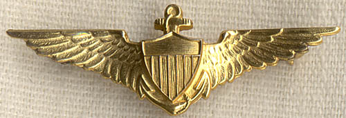 WWI USN Pilot's Cap Wing in Rolled Gold from Robbins: Flying Tiger ...