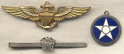 WWII USNR Pilot Wing, Medallion and Tie Clip for Lindsay "Doc" Lord