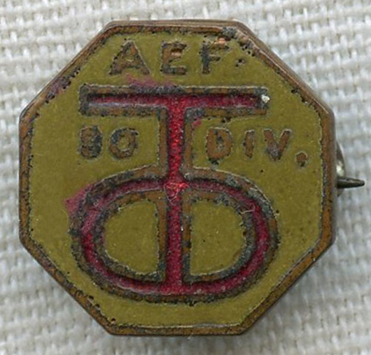 WWI US Army 90th Infantry Division Lapel Pin: Flying Tiger Antiques ...