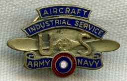 Numbered WWI Aircraft Industrial Service Worker Lapel Pin by Whitehead & Hoag