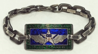 Stunningly Beautiful WWII CBI Made USAAF Aviator ID Bracelet in Heavy Enameled Silver