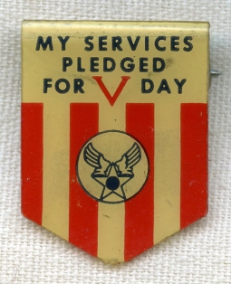 WWII Homefront Army Air Forces "V" Day Pin by Whitehead & Hoag