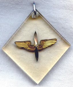 WWII USAAF Diamond-Shaped Sweetheart Pendant in Plexiglass