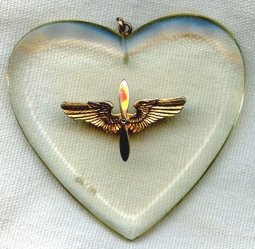 WWII USAAF Large Heart-Shaped Sweetheart Pendant in Plexiglass