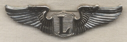 WWII USAAF Liaison Pilot Wing by Amcraft in Rhodium-Plated Sterling