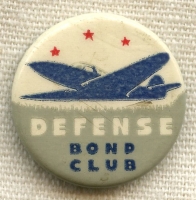 WWII Bell Aircraft "Defense Bond Club" P-39 Division Celluloid Pin