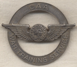 WWII Civil Aeronautics Administration (CAA) Sterling Flight Instructor Cap Badge