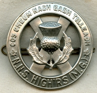 Large WWII Canadian Cap Badge of the North Nova Scotia Highlanders (Machine Gun) Regiment