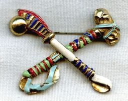 BEING RESEARCHED 1940s Costume Jewelry Tomahawk & War Club Brooch NOT FOR SALE UNTIL IDENTIFIED