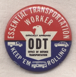 WWII Office of Defense Transportation (ODT) War Driver Badge
