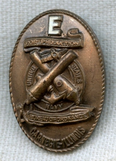 WWII Production "E" Production Award Badge for Carnegie-Illinois Steel Co.