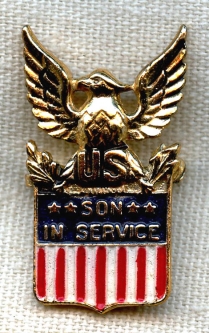 WWII Sterling Son-in-Service Pin with Painted Details