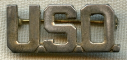 Sterling WWII United Service Organizations (USO) Badge