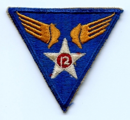 WWII USAAF 12th Air Force Patch "Large 12" Variant Moderately Used