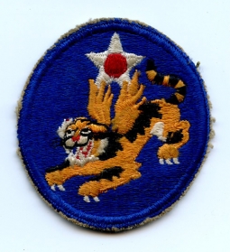 WWII USAAF 14th Air Force Patch "Double Elbow, Thick Tail" Variant, Moderately Used