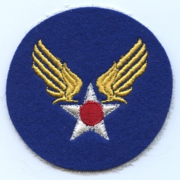 WWII USAAF HQ Wool Felt Shoulder Patch Without Border Yellow Embroidery