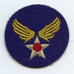 WWII USAAF HQ Shoulder Patch on Wool Felt With O/D Bobbin Thread and No Border