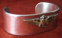 WWII US Navy Pilot Sweetheart Bracelet with Gold On Silver Wing