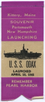 WWII Submarine Launch Ribbon for the USS Odax (SS-484)