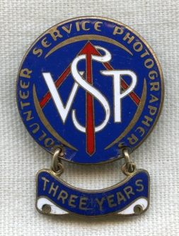 WWII Volunteer Service Photographer (VSP) 3 Years of Service Badge