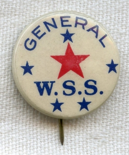 WWI War Savings Service (WSS) Celluloid General Rank Pin