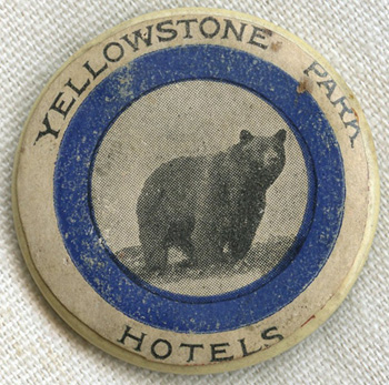 Circa 1920s Yellowstone Park Hotels Black Bear Logo Celluloid Pin ...